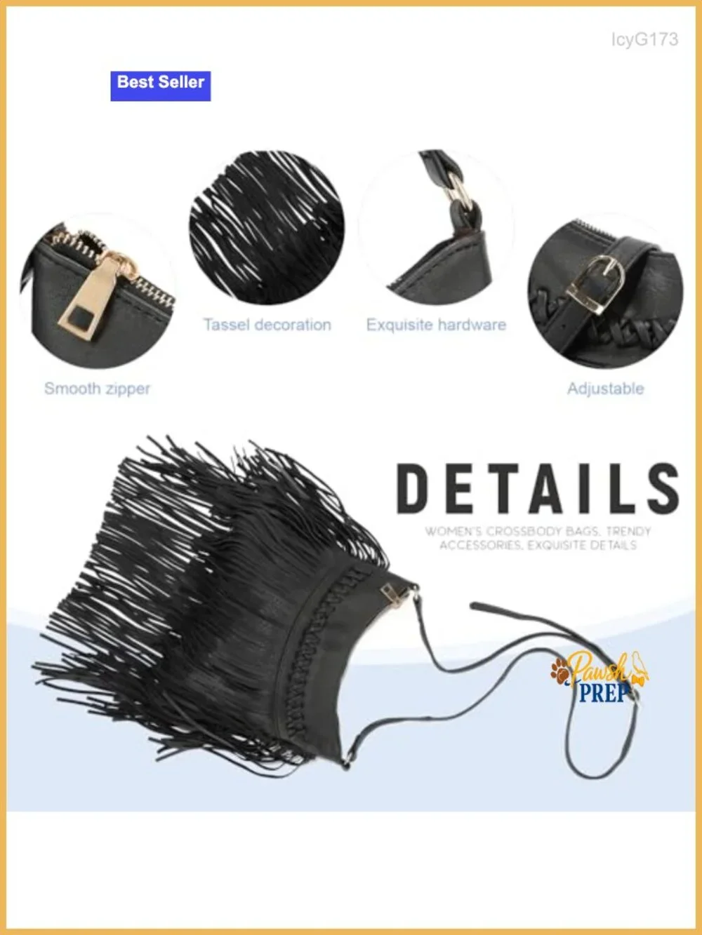 Vegan Leather Fringe Tassel Hobo Crossbody Bag with Adjustable Strap